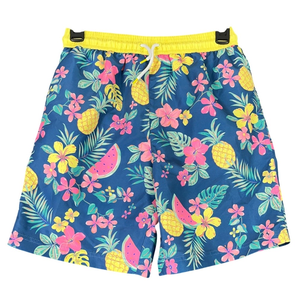 Tommy Bahama Swim Trunks Boys XL 14 Tropical Fruit Floral Mesh Lined Beachwear